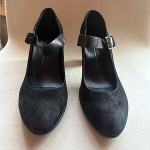 ECCO Women’s Black Suede Mary Jane Comfort Heels with Buckle Strap Size 40 (9)